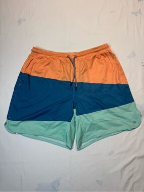 Rhoback Orange, Teal & Mint Colorblock Men's Swim Trunks
